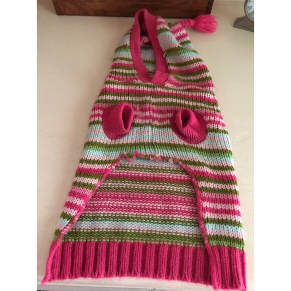 Pet Dog Apparel Striped Sweater with Hood Size Medium - Picture 4 of 8